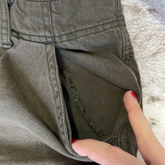 Free People army green denim shorts size 27 festival coastal boho euro summer - Picture 4 of 9